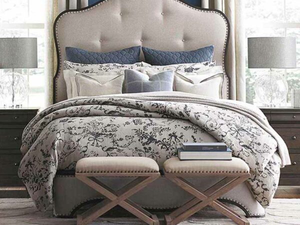 Bedroom with benches in front