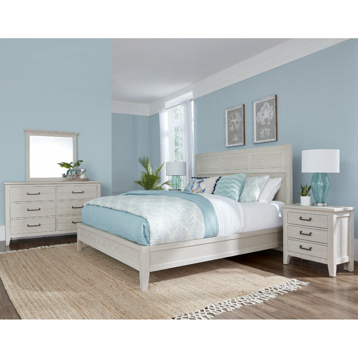 Oyster Grey Queen Bed with Low Profile Beds Vaughan Bassett 10