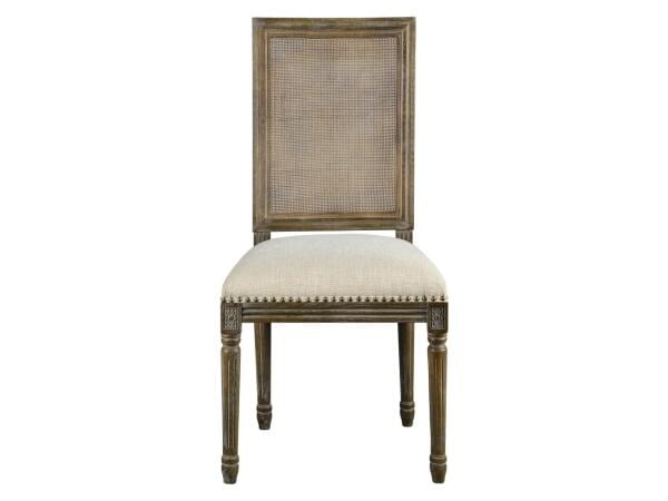 Square Maxwell Side Chair W/ Cane(French Linen) Chairs & Benches Forty West Design