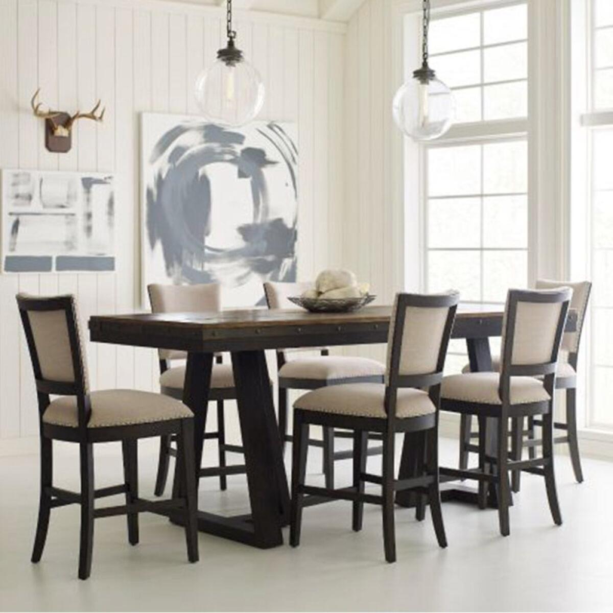 Plank Road Kimler Counter Height Table Stone and Charcoal Finish Dining Tables La-Z-Boy 10
